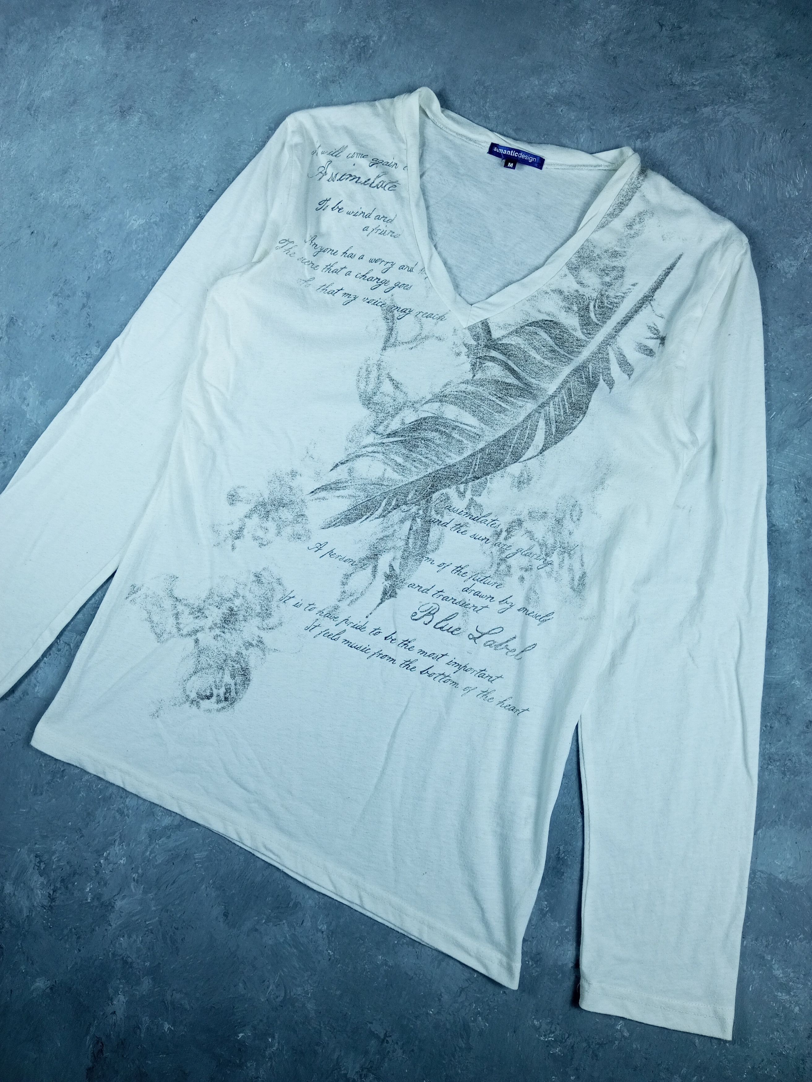 Japanese Brand SEMANTIC DESIGN POEM V NECK LONG SLEEVE TSHIRT Size US M / EU 48-50 / 2 - 2 Thumbnail