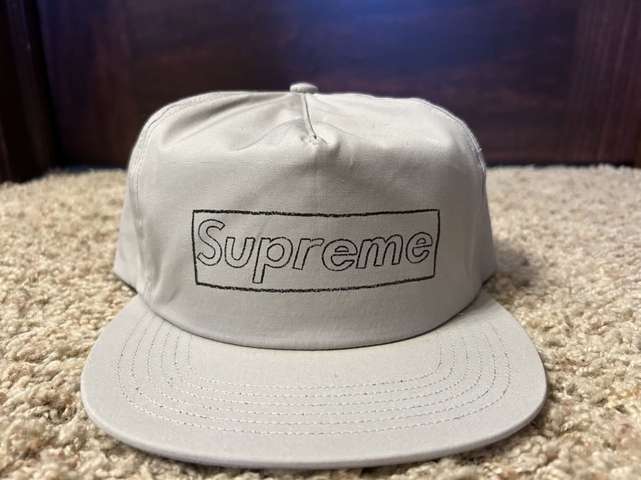 Supreme Grey Supreme KAWS Chalk Box Logo 5-Panel Snapback Hat