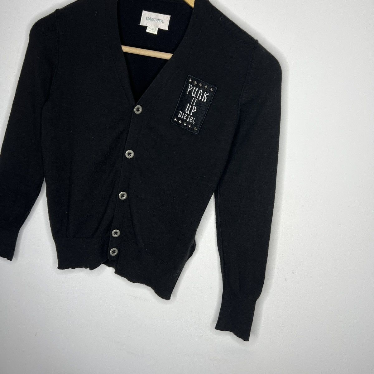 Diesel × Vintage Vintage 90s Diesel Cardigan Sweater Punk It Up Jumper Y2K Size XS / US 0-2 / IT 36-38 - 2 Thumbnail