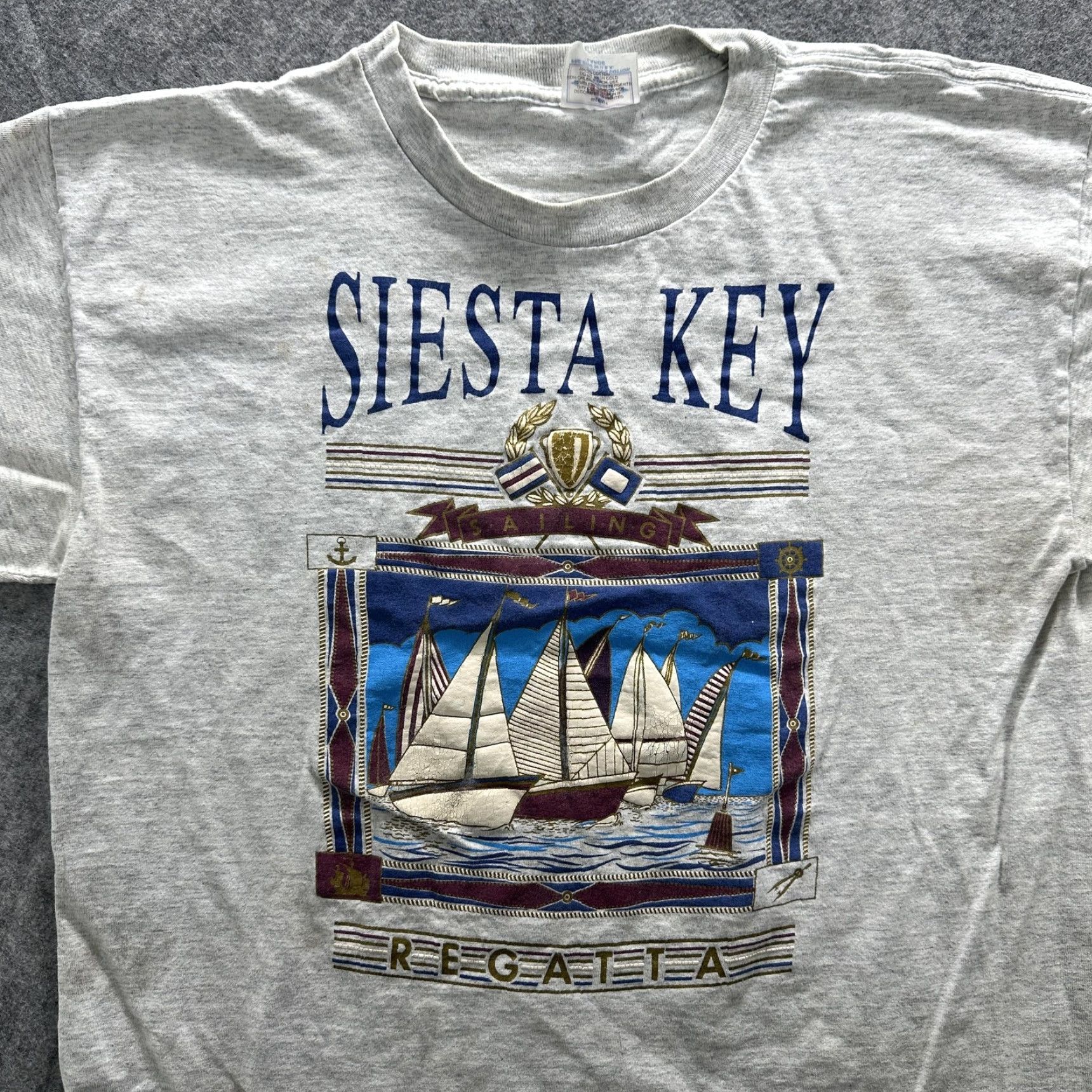 Vintage VINTAGE Siesta Key Regatta Shirt Mens Large Gray Sailing Graphic Tee USA 90s SS Size US L / EU 52-54 / 3 - 4 Thumbnail