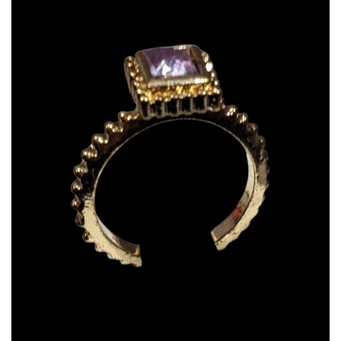Other Whimsical Elegant Square Purple Gemmed Gold Tone Ring Size 8 Size ONE SIZE - 3 Thumbnail