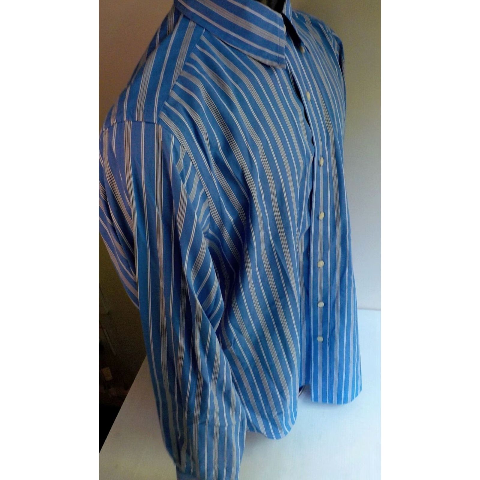 Ralph Lauren Ralph Lauren Button-Front Shirt Blue White Black 100% Cotton Striped Classic Fit LS Size Med Mens Size US M / EU 48-50 / 2 - 3 Thumbnail