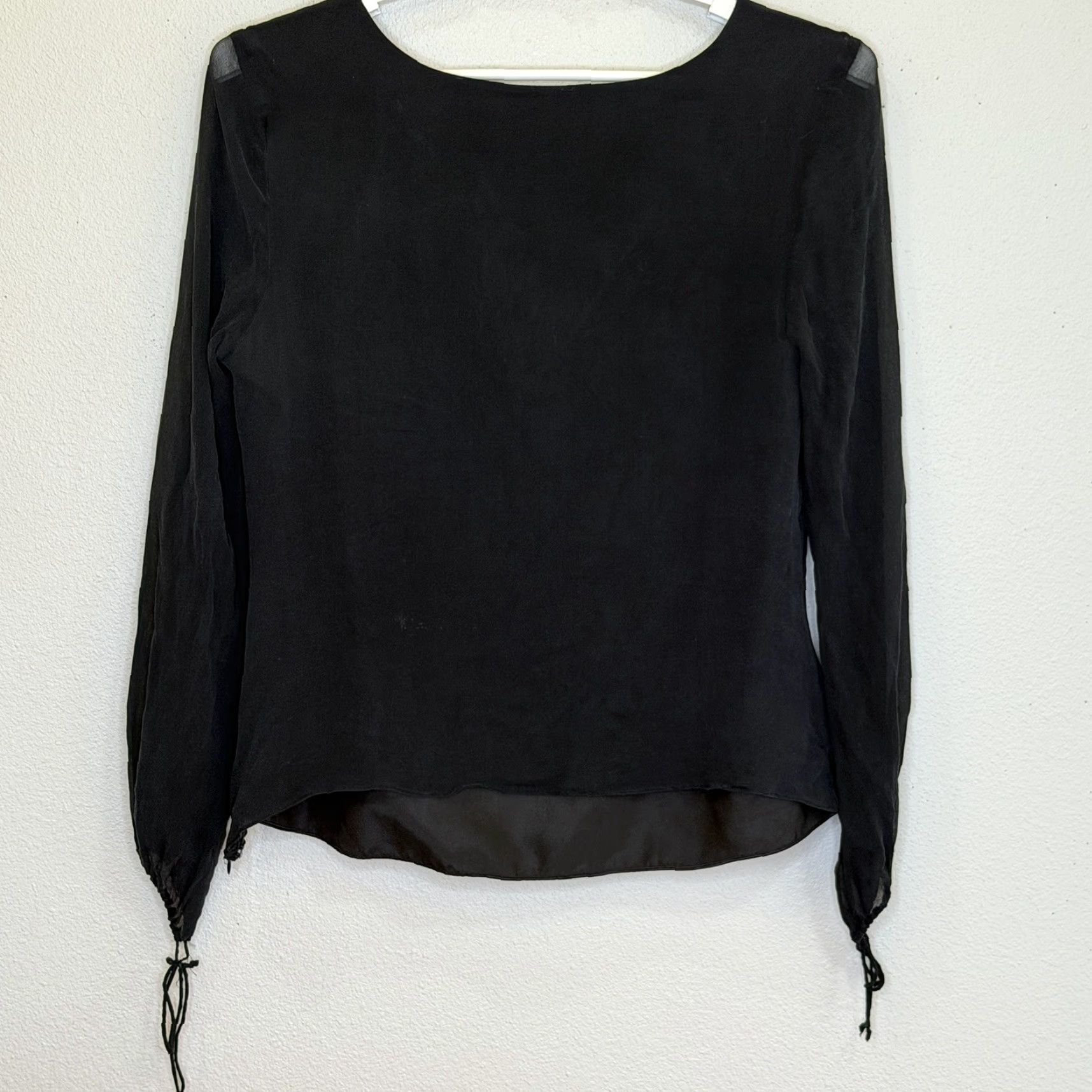 Vintage VINTAGE Carole Little Top Womens XL Black Silk Beaded Embroidered Floral V-Neck Long Sleeve Bodice Lined Blouse Womens. Size XL / US 12-14 / IT 48-50 - 7 Thumbnail