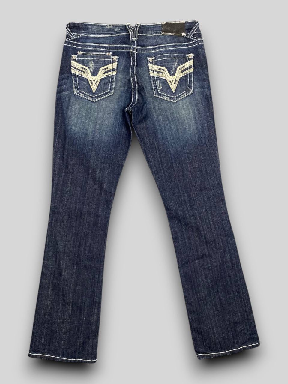 Japanese Brand vigoss bootcut flare distressed denim nice design Size 35" - 2 Thumbnail