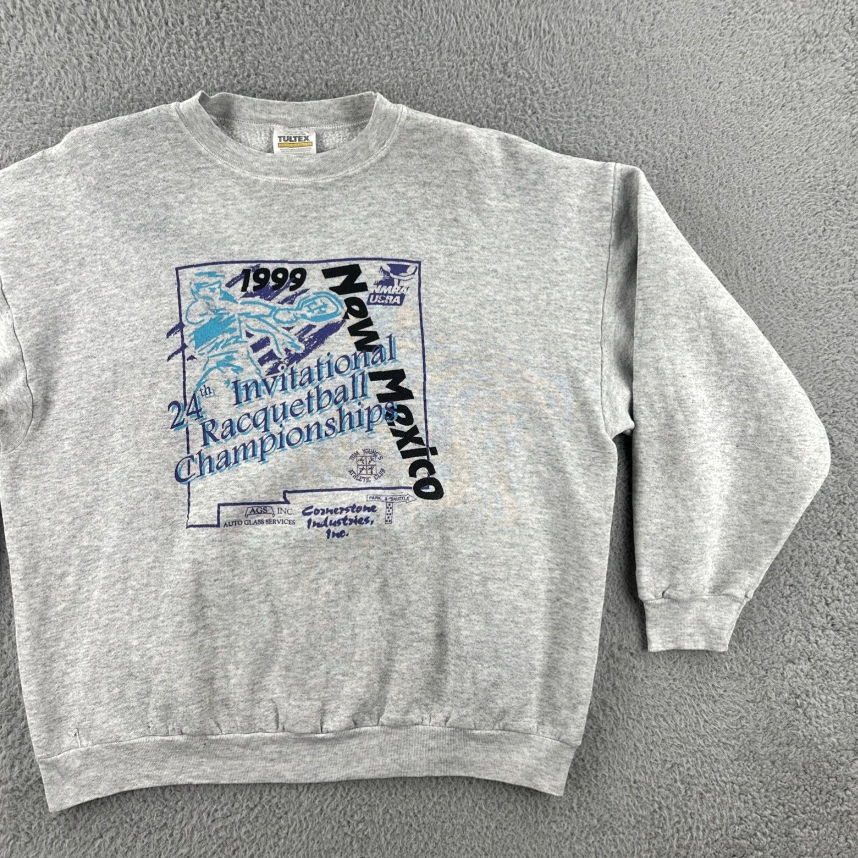 Tultex VINTAGE Tultex Sweatshirt Mens XL Crewneck 1999 New Mexico Racquetball Championship Gray Pullover Heavyweight 90s USA Sports Mens Size US XL / EU 56 / 4 - 2 Thumbnail
