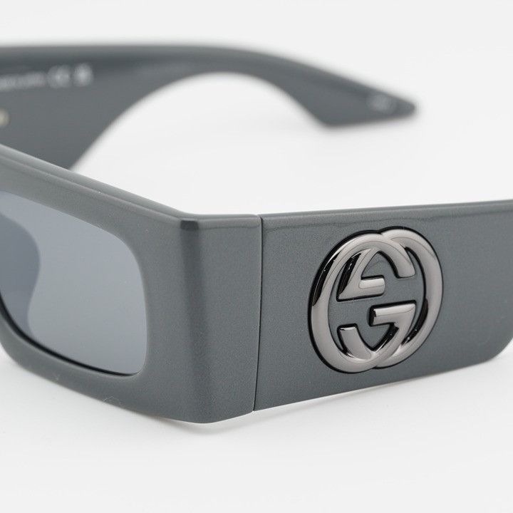 Gucci Gucci GG1646S 006 Sunglasses Grey Rectangle Frame Size ONE SIZE - 9 Thumbnail