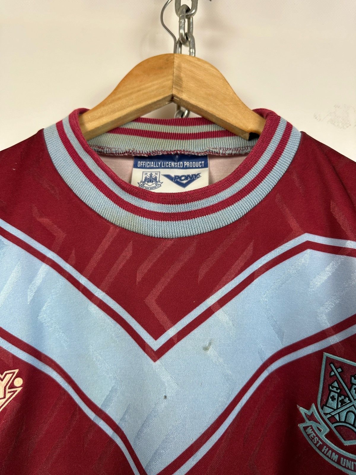 PONY 1993/1995 Vintage West Ham United Pony Home Soccer Jersey Size US M / EU 48-50 / 2 - 8 Thumbnail