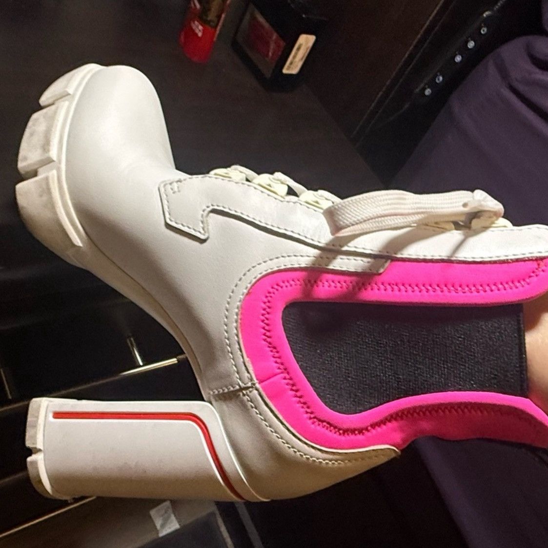 Prada Prada women’s white and pink heeled boots Size US 6.5 / IT 36.5 - 2 Thumbnail