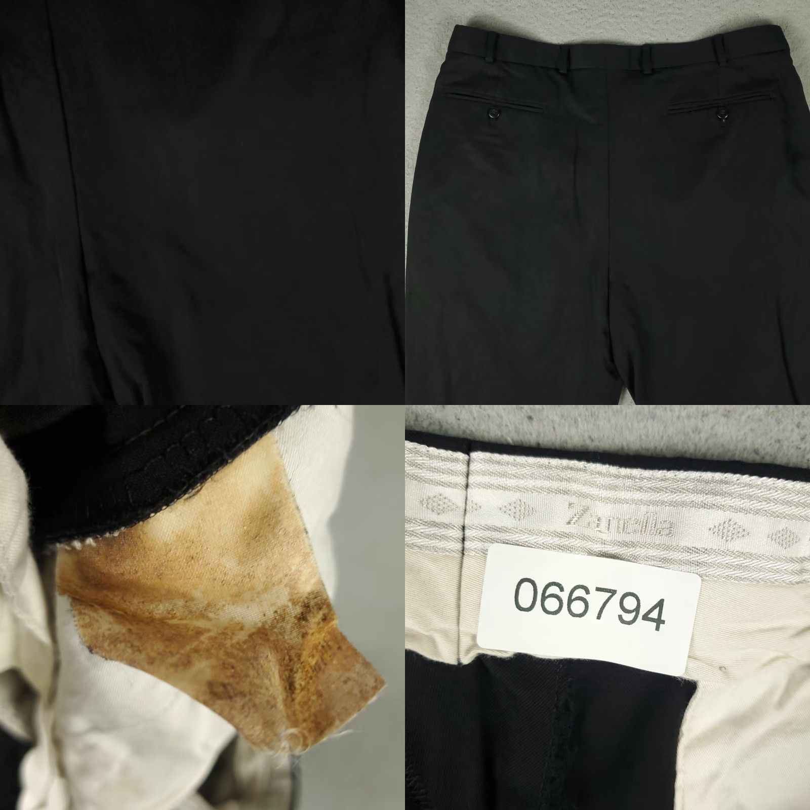 Zanella Zanella Pants Mens 35x27 Black Pleated Cuffed Wool Dress Pants Trousers Chino, Regular, Zip Closure, Straight Leg, Dry Clean Only, Vintage No Size US 35 - 8 Thumbnail