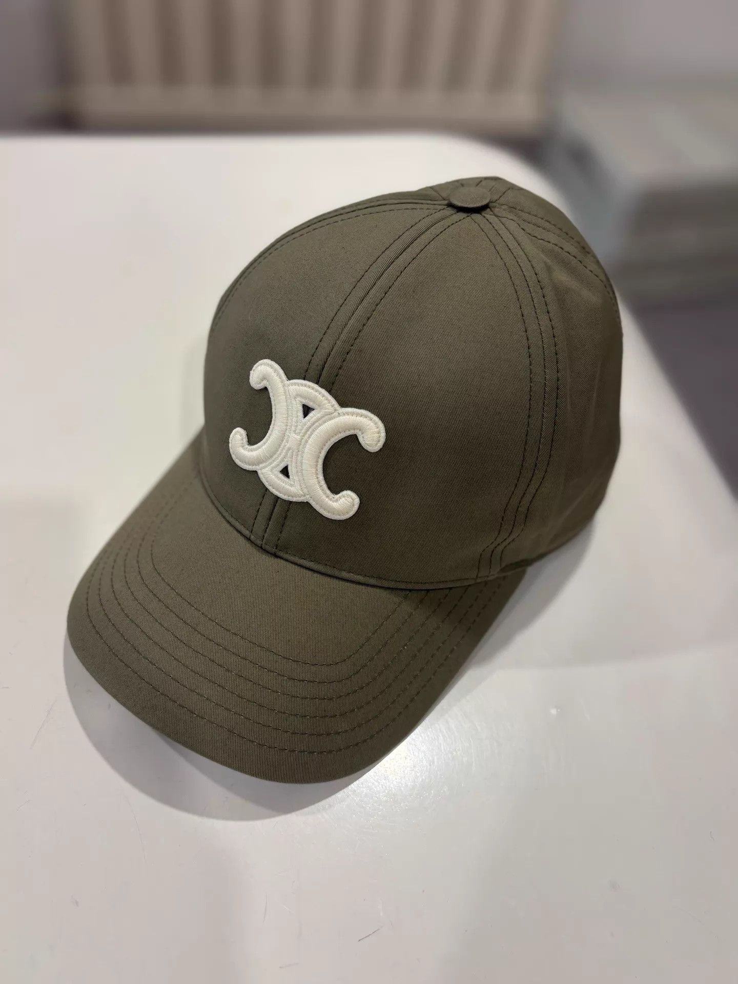 Celine Celine Olive Green Triomphe Logo Cap 99 New S Size ONE SIZE - 4 Thumbnail
