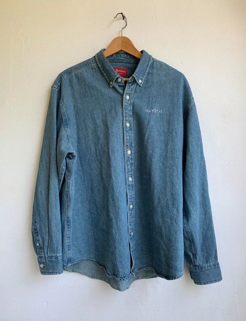 Supreme Supreme Classic Logo Denim Shirt FW20 BLUE Cotton Grailed