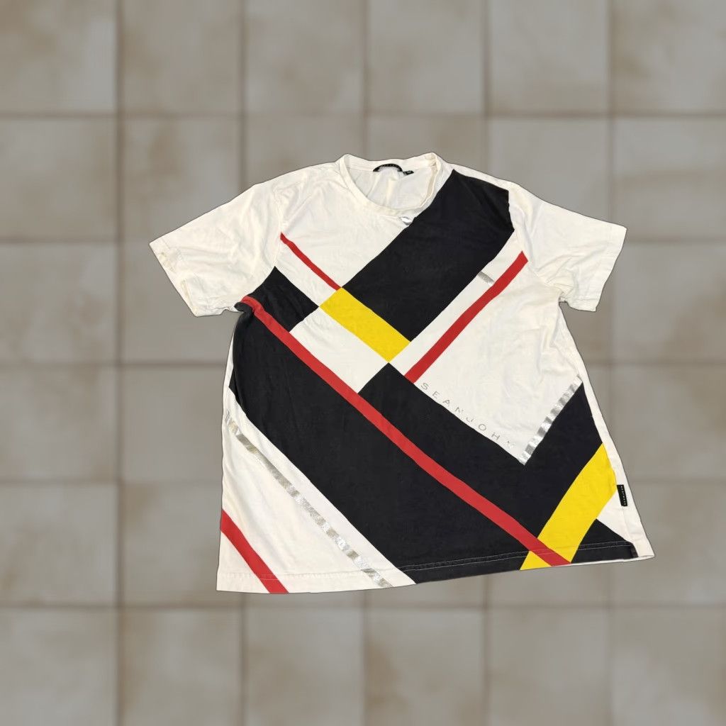 Sean John Sean John Shirt Mens XL White Multicolor Geometric Abstract Graphic Tee T-Shirt Size US XL / EU 56 / 4 - 1 Thumbnail