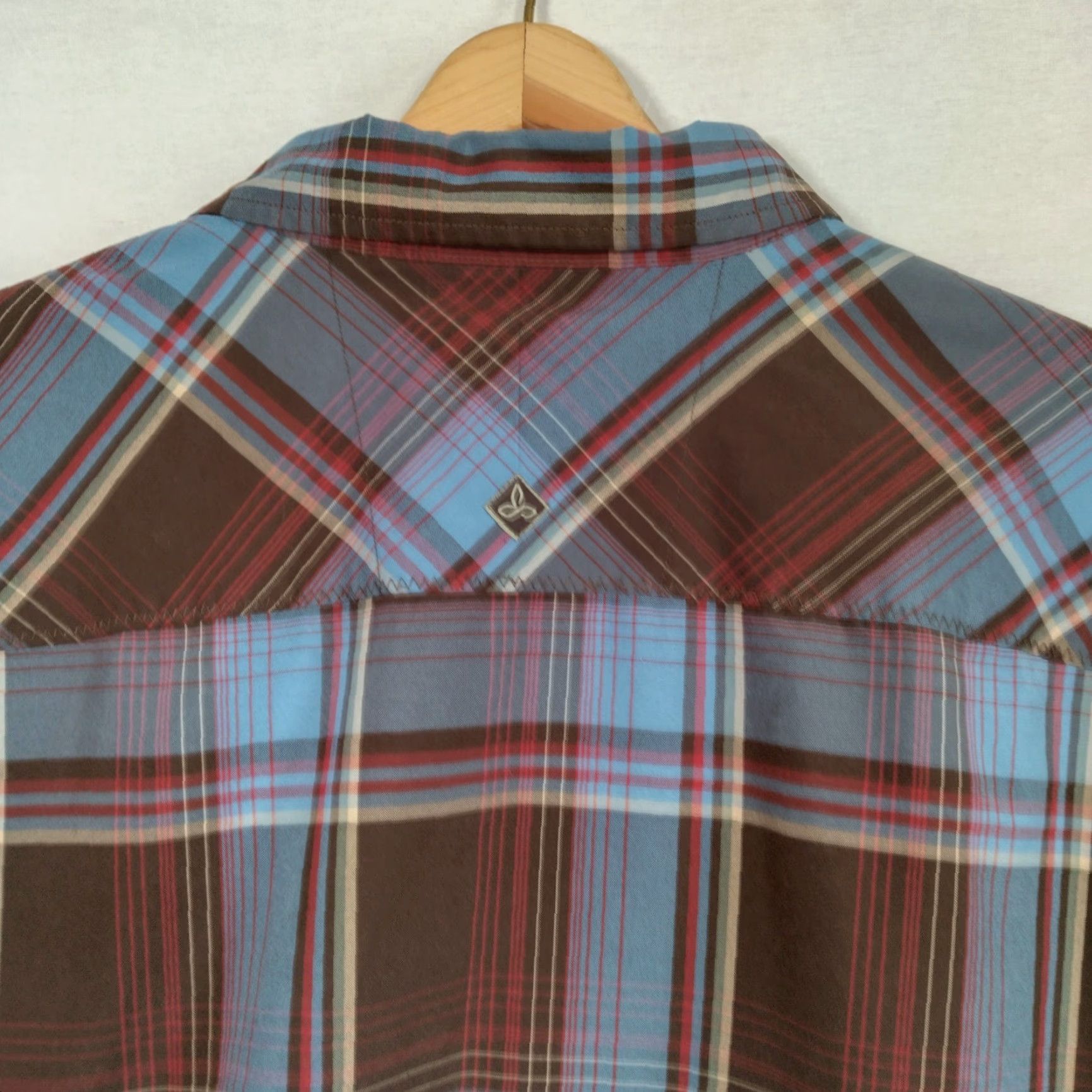 Prana prAna Shirt Men XXL Button Up Collared Long Sleeve Blue Brown Plaid Outdoorsy Size US XXL / EU 58 / 5 - 7 Thumbnail