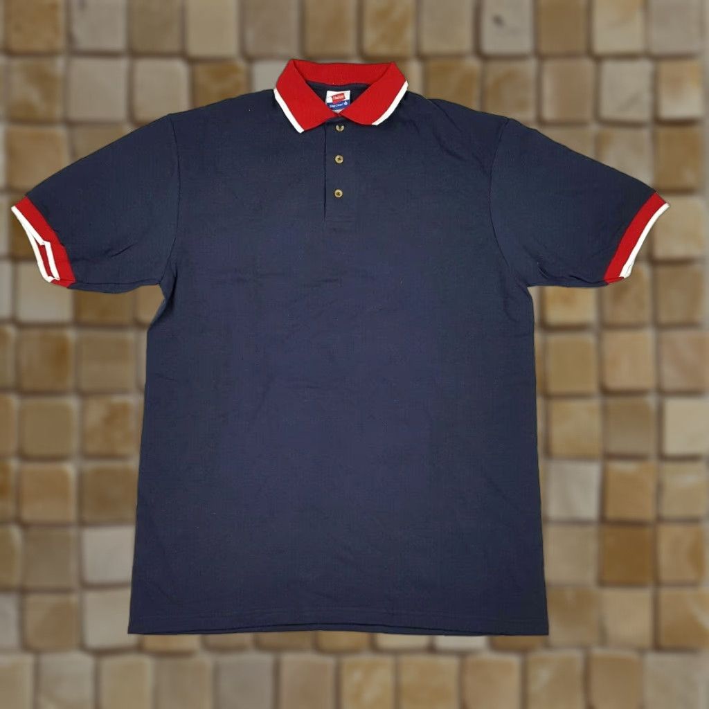 Hanes VINTAGE Hanes Navy Blue Polo Shirt Men M Short Sleeve 90s Casual Retro Size US M / EU 48-50 / 2 - 1 Thumbnail