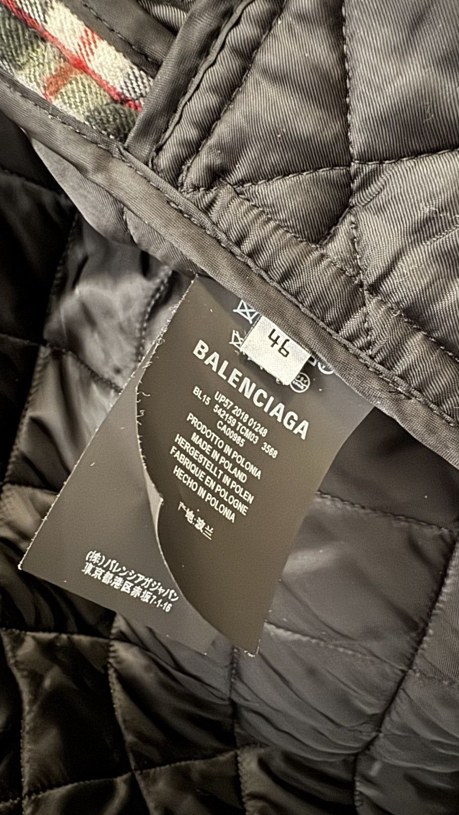 Balenciaga Balenciaga Check Pattern Padded Overshirt Size US S / EU 44-46 / 1 - 12 Thumbnail
