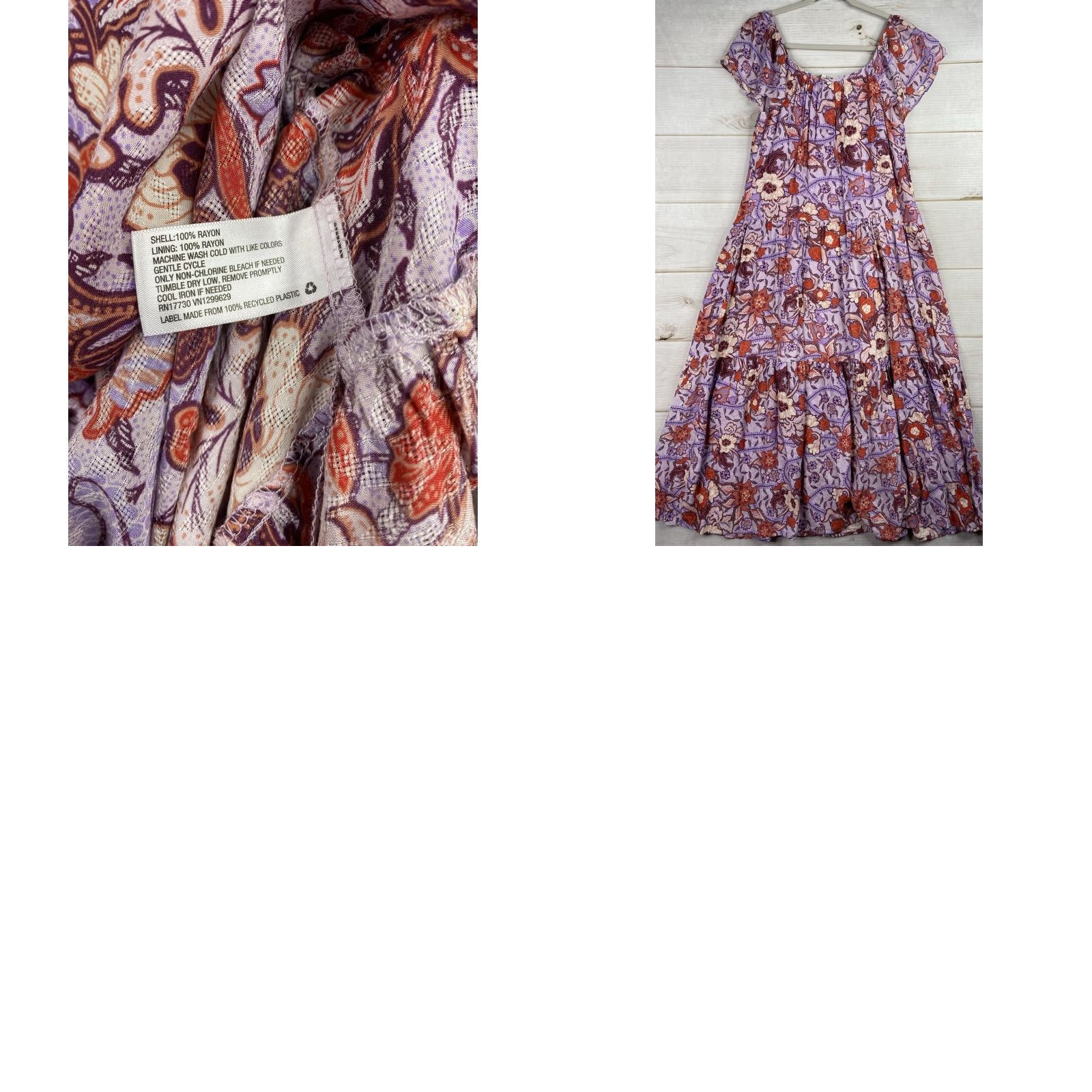 Vintage Knox Rose Maxi Dress Purple S Navy Short Sleeve Lined Boho Floral 90s? (Wait) Size 28" / US 6 / IT 42 - 8 Thumbnail