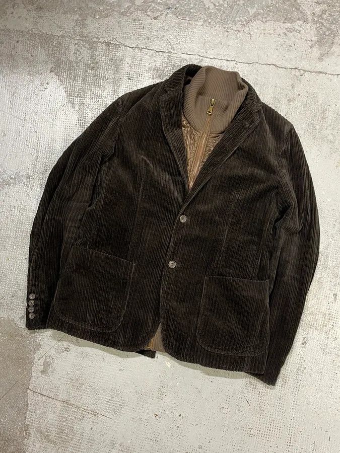 Dolce & Gabbana 2000s Dolce & Gabbana Brown Corduroy Puffer Double Layer Jacket Size 44R - 4 Thumbnail