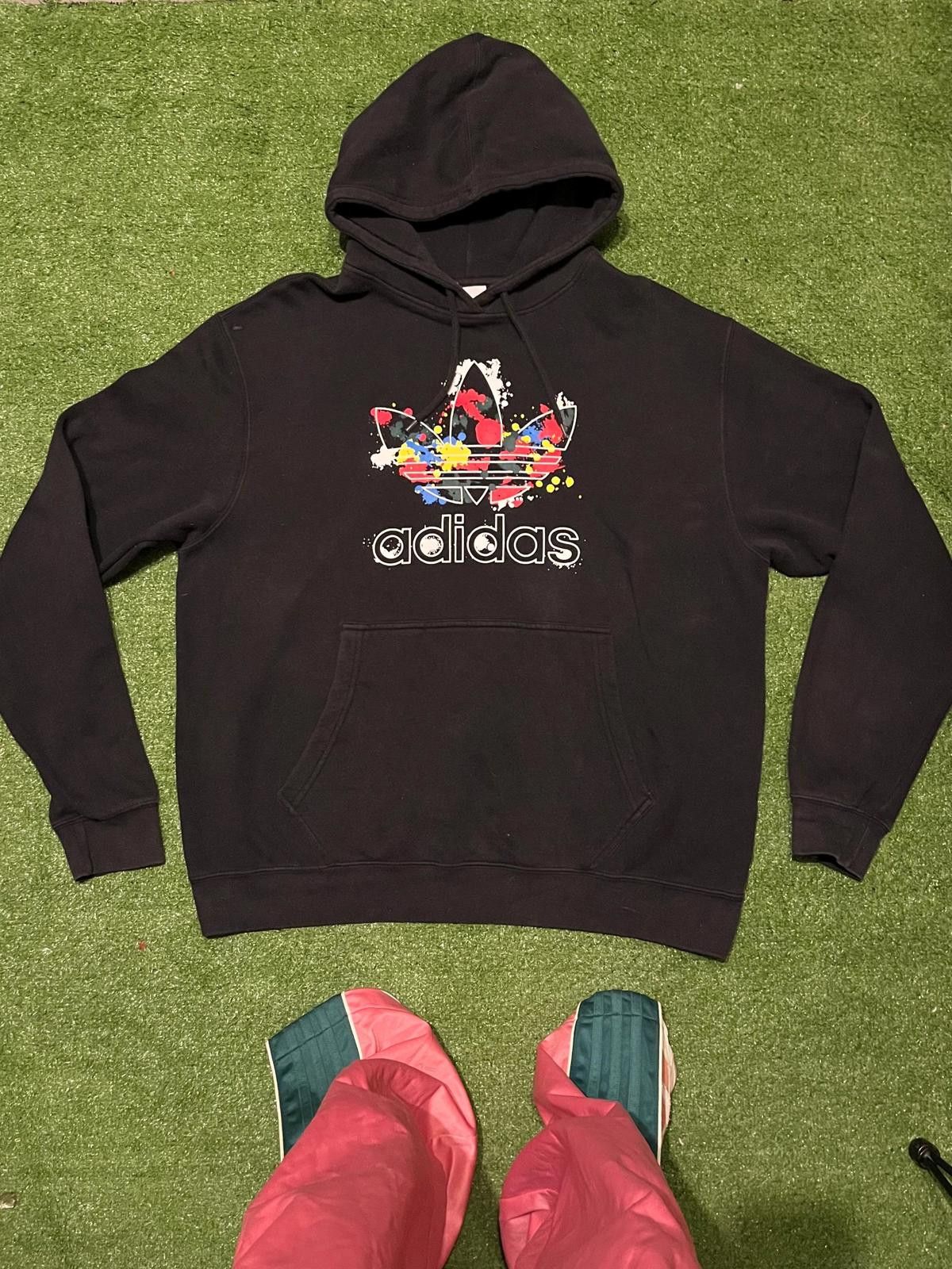Adidas Adidas Black Hoodie with Color Splash Logo Size ONE SIZE - 1 Thumbnail