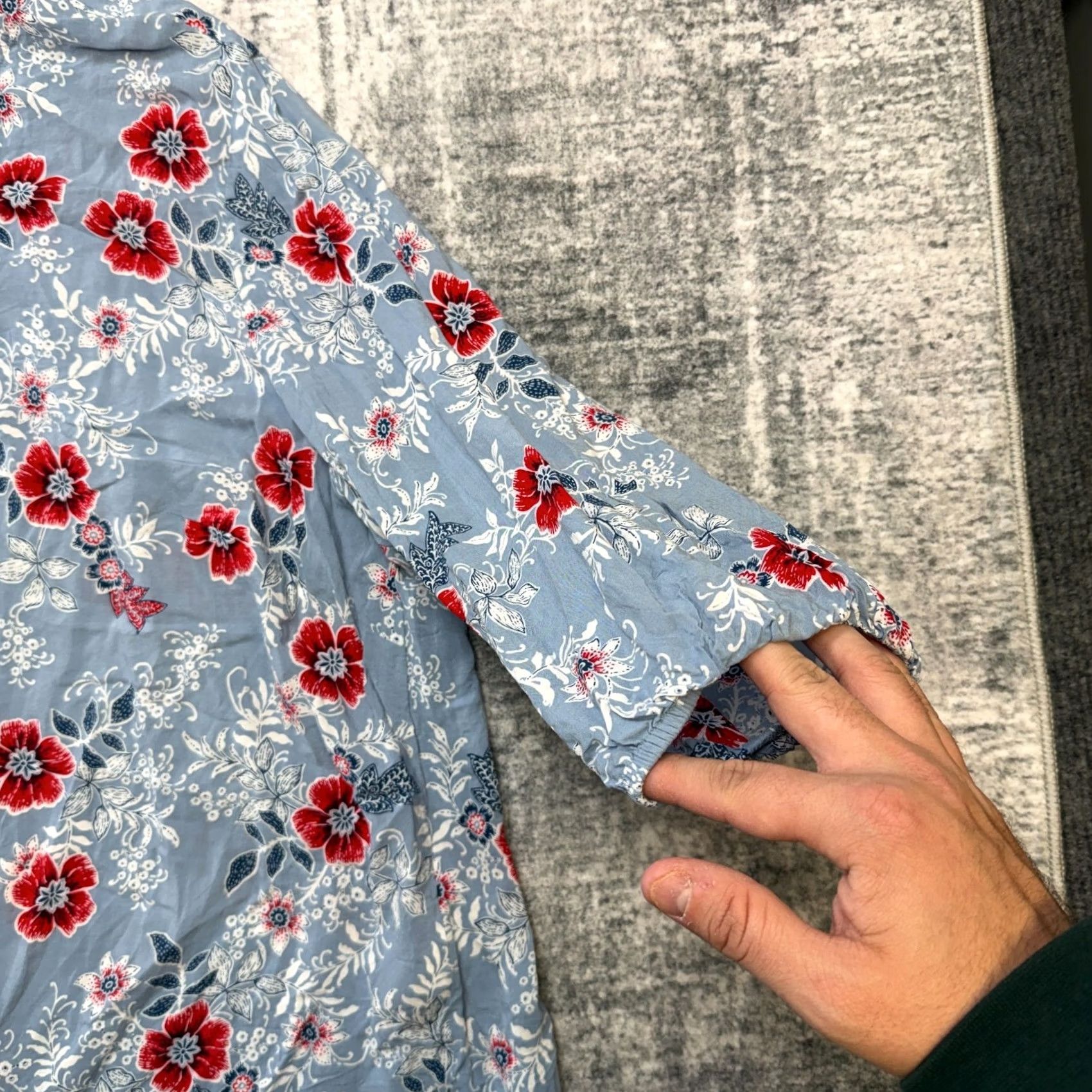 J. Jill J. Jill Blouse Women's 3X Blue Floral Rayon Button Front Scoop Neck 3/4 Sleeve Casual Top Size XXL / US 16-18 / IT 52-54 - 4 Thumbnail