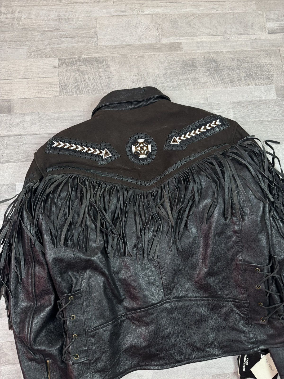 MDK Vintage 90s MDK Fringes Racing Cowboy Wear Leather Jacket XL Size US XL / EU 56 / 4 - 3 Thumbnail