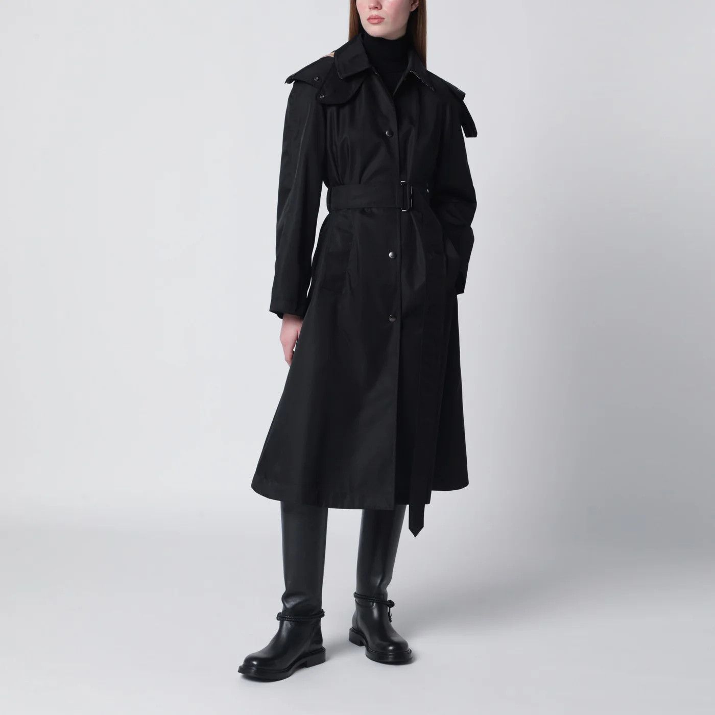 Burberry o1d2blof0426 Long Nylon Coat in Black Size S / US 4 / IT 40 - 1 Thumbnail