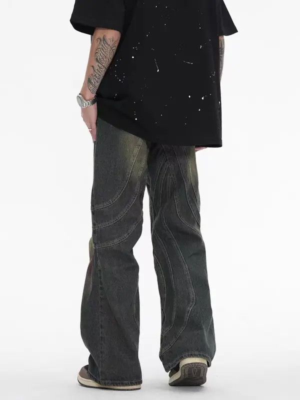 VIBE Vintage Washed Graffiti Micro Flared Heavy Duty Jeans Size US 30 / EU 46 - 7 Thumbnail