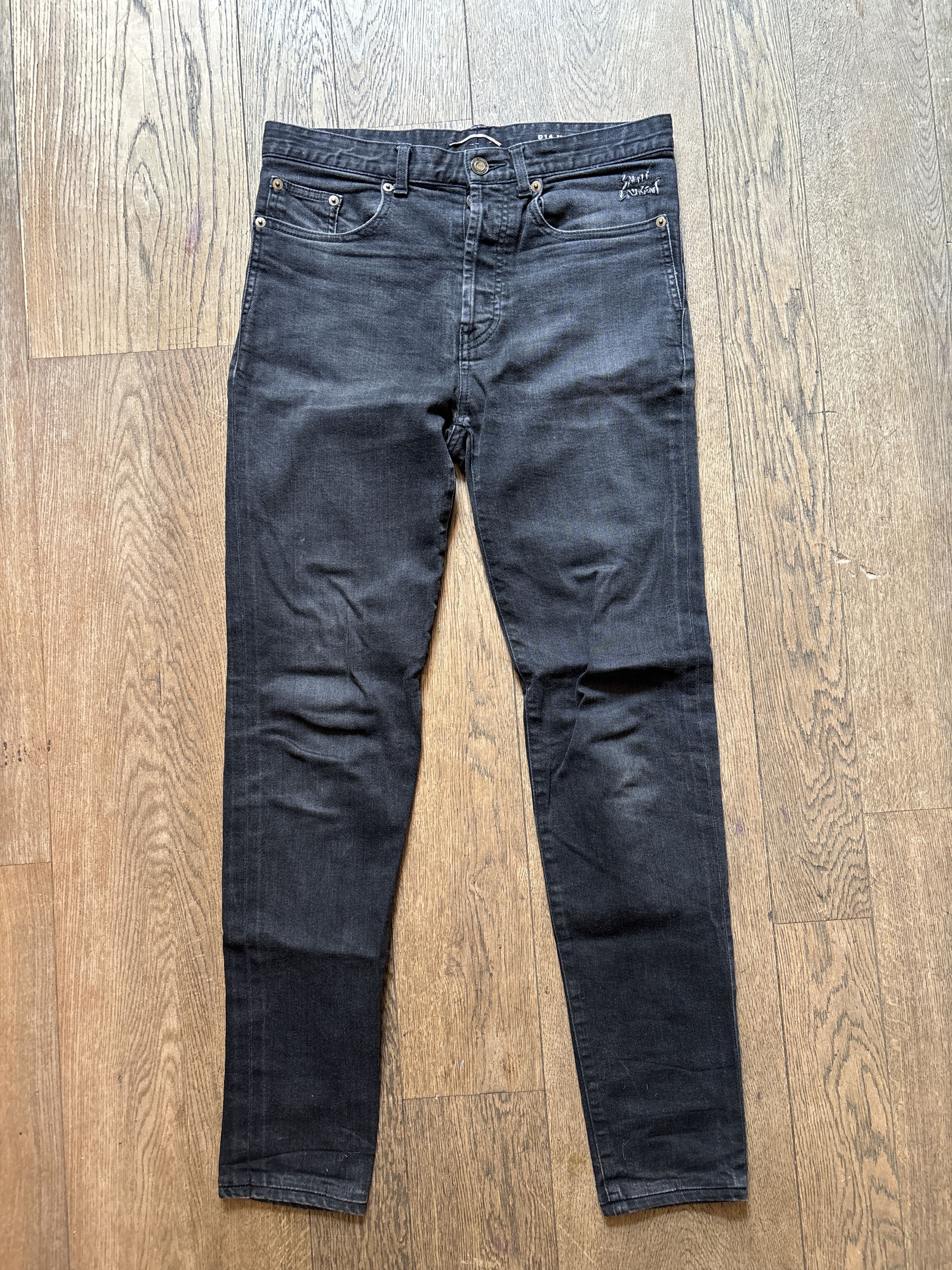 Saint Laurent Paris D14 Distressed Black Japanese Denim Size US 29 - 1 Thumbnail