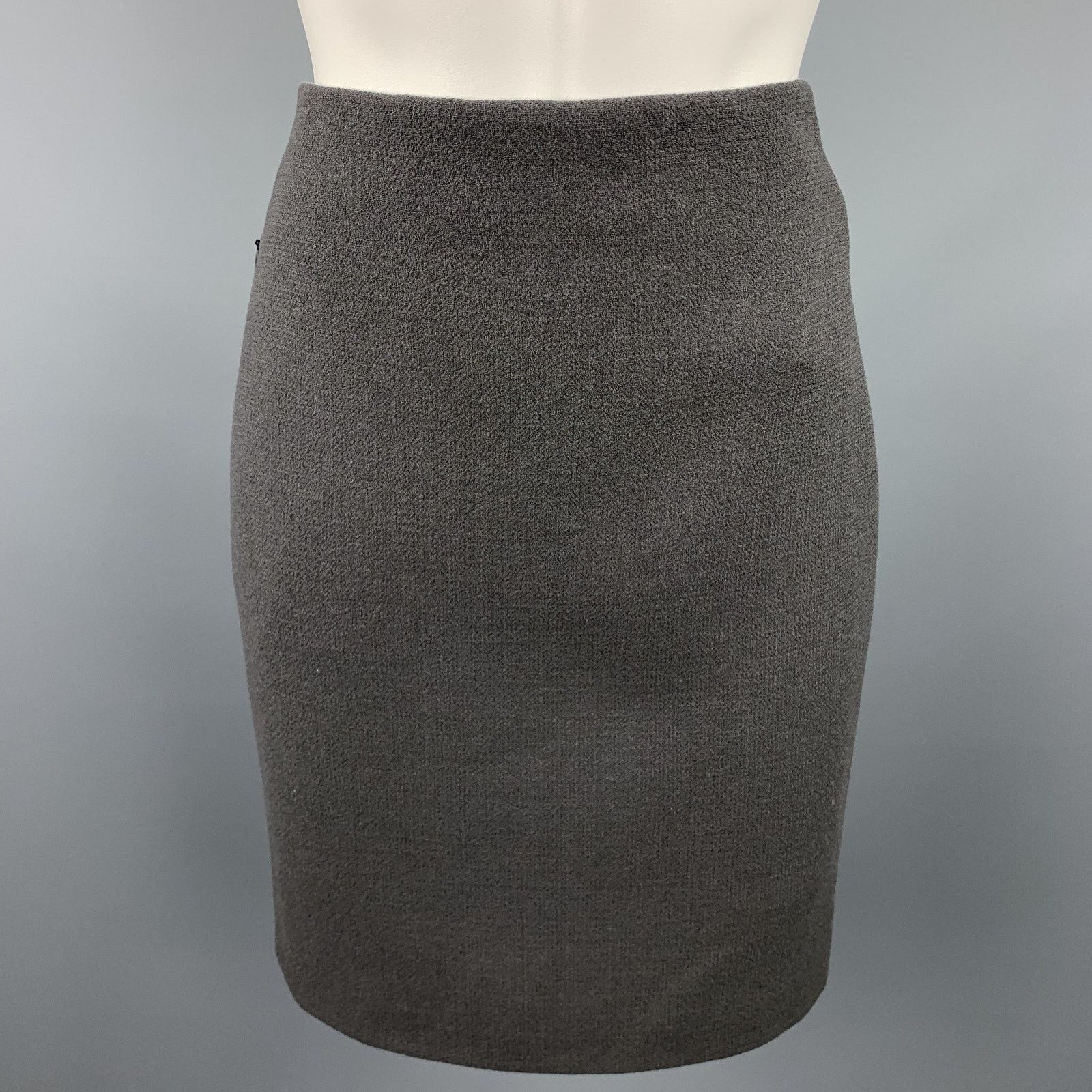 Akris AKRIS Size 4 Grey Wool Back Pencil Skirt Size 27" / US 4 / IT 40 - 1 Thumbnail