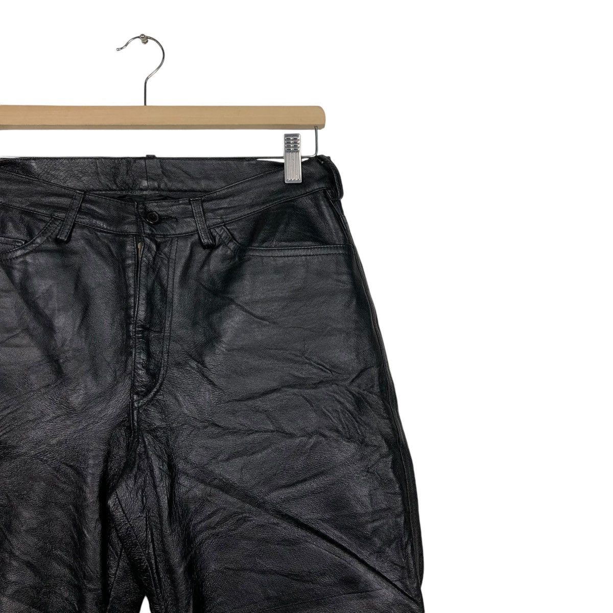 Genuine Leather × Japanese Brand × Vintage 🔥VINTAGE BIKER GENUINE LEATHER PANTS VOLCANO ISSEY MIYAKE Size US 30 / EU 46 - 6 Thumbnail