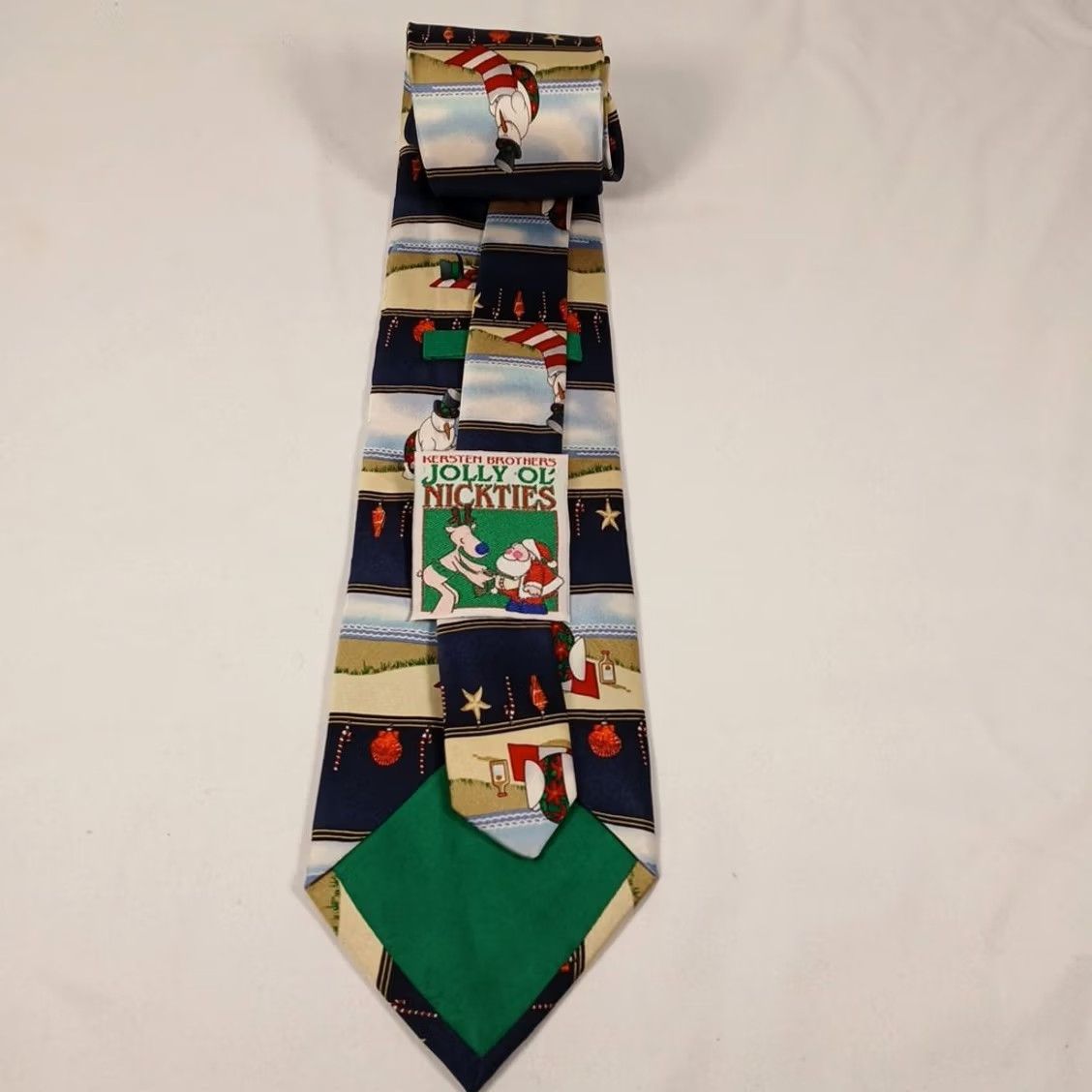 Vintage Kersten Brothers Jolly Ol' Nickties Hand Made 100% Silk Snowman On Beach Tie Mens Classic Size ONE SIZE - 3 Thumbnail