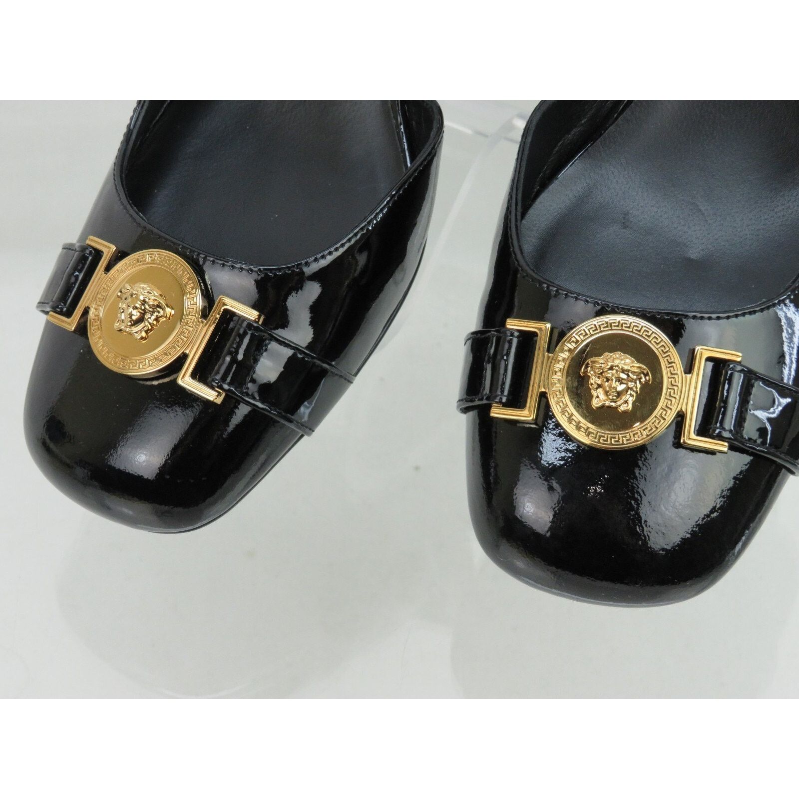 Versace VERSACE BLACK PATENT LEATHER MEDUSA SANDAL LOW HEEL PUMPS 39 Size US 9 / IT 39 - 5 Thumbnail