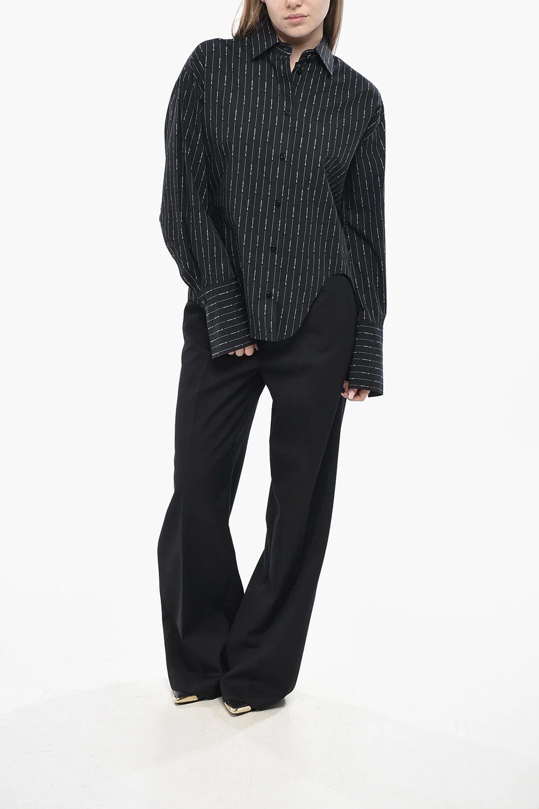 The Attico og1mm0426 Poplin Blouse in Black Size S / US 4 / IT 40 - 4 Thumbnail