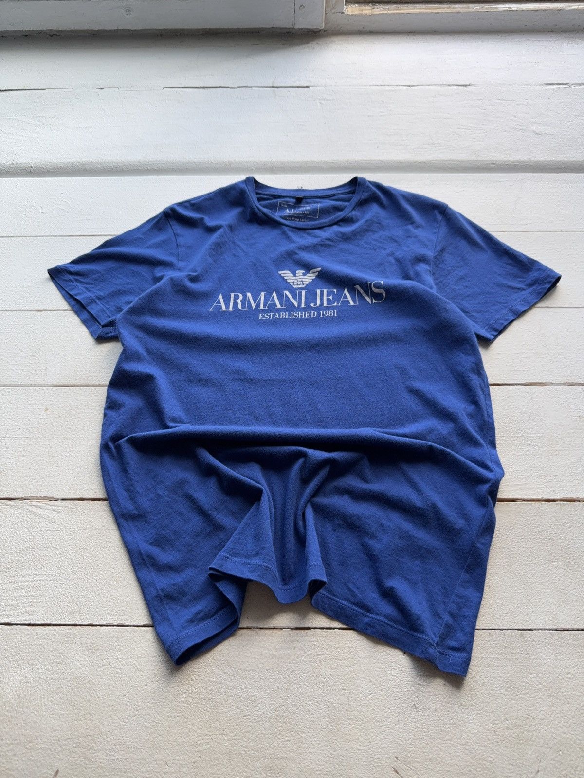 Armani 00s Luxury Retro Big Logo Armani Jeans Y2K T Shirt Size US S / EU 44-46 / 1 - 1 Thumbnail