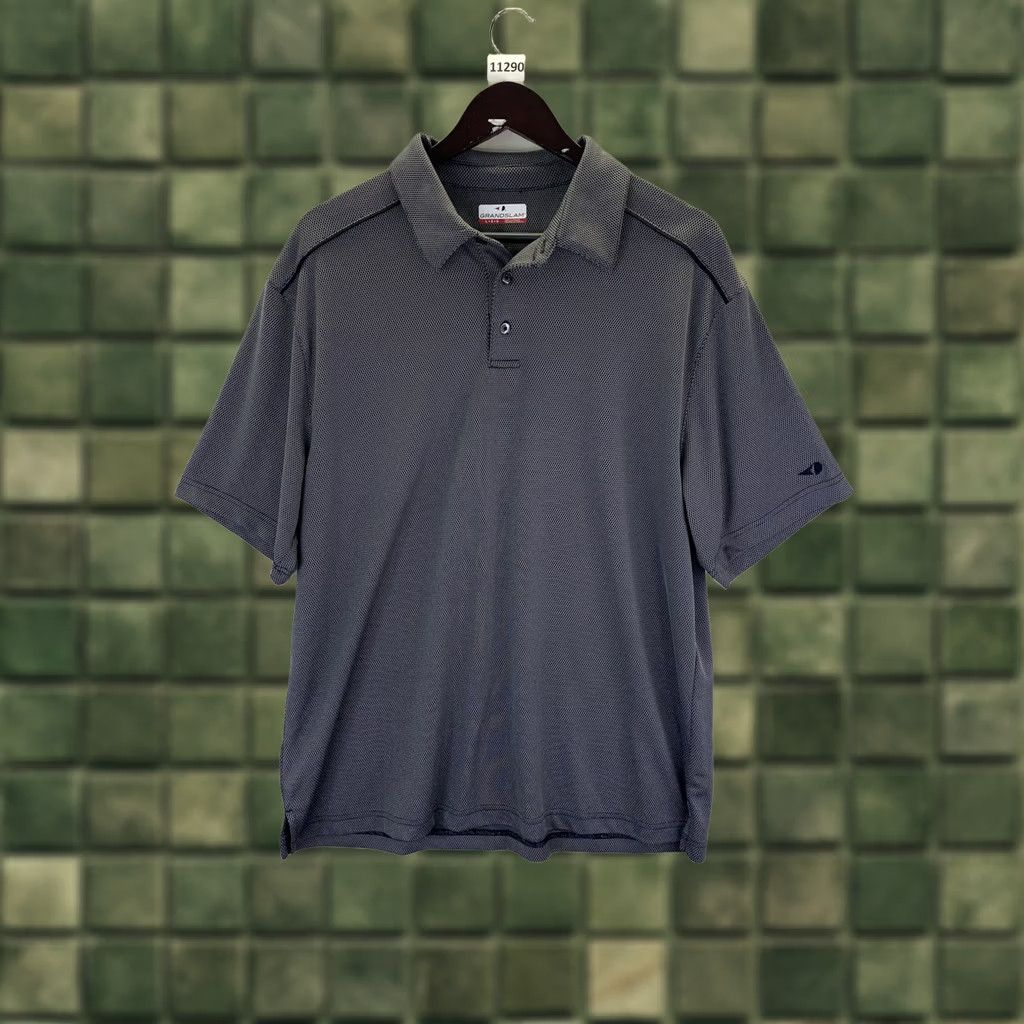 Vintage Grand Slam Mens L Gray White Woven Texture Golf Polo Size US L / EU 52-54 / 3 - 1 Thumbnail