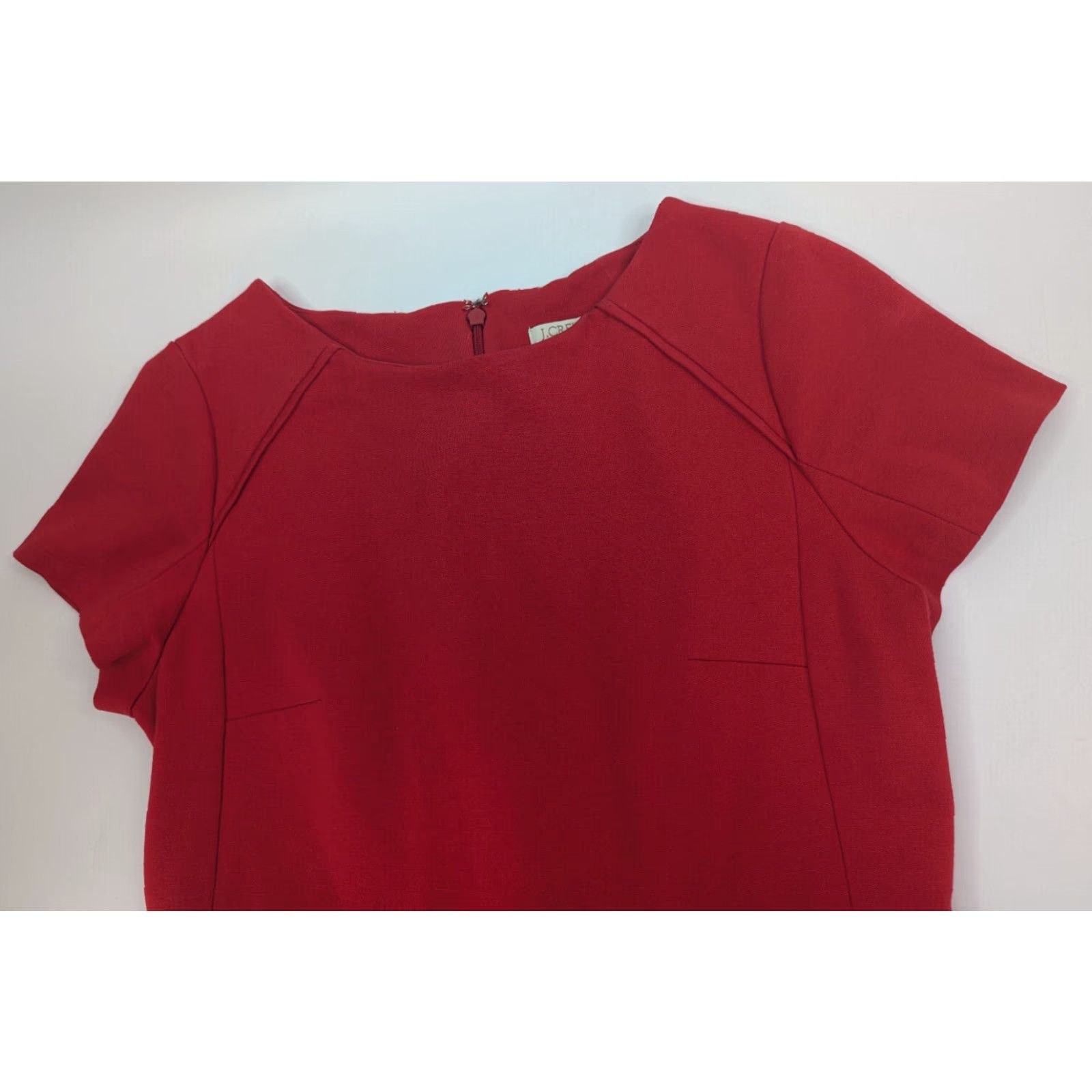 J.Crew J. Crew Factory Red Short Sleeve Dress Cap Sleeve Flounce Ponte A-Line Sheath Knee Length G9357 Size 4 Size 27" / US 4 / IT 40 - 7 Thumbnail