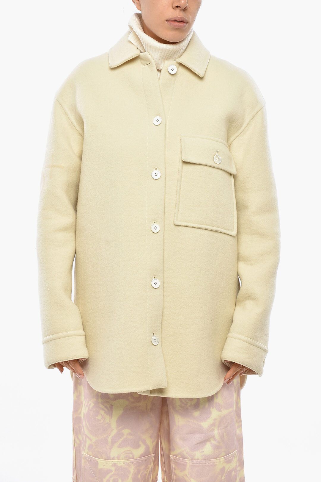Jil Sander og1mm1225 Virgin Wool Oversized Coat in Yellow Size S / US 4 / IT 40 - 1 Thumbnail