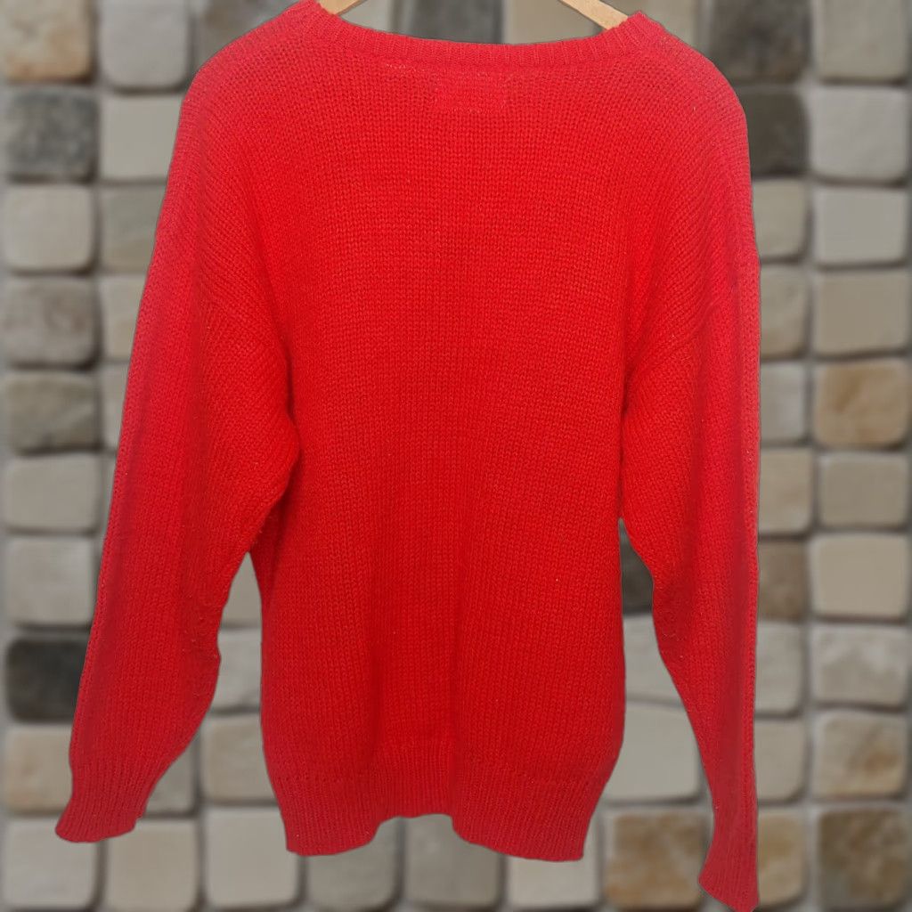 Etro VINTAGE JR Bentley Sweater Women Pullover Crew Neck Red 80s Abstract Geometric Chenille Knit Long Sleeve Large L Regular Modern Retro Art Size L / US 10 / IT 46 - 1 Thumbnail