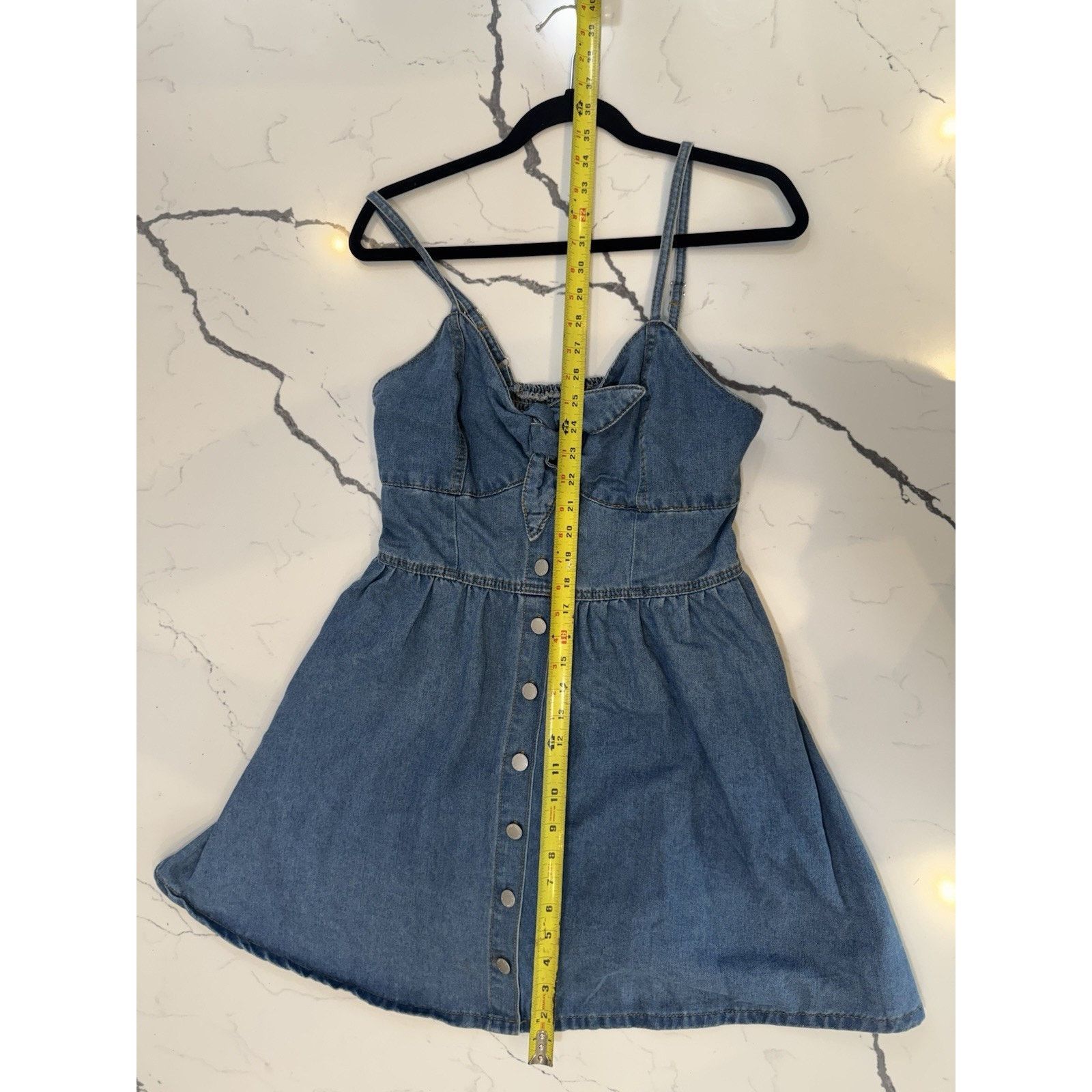 Shein SHEIN Denim Mini Dress XL Blue Button Front Bow Tie Size XL / US 12-14 / IT 48-50 - 8 Thumbnail