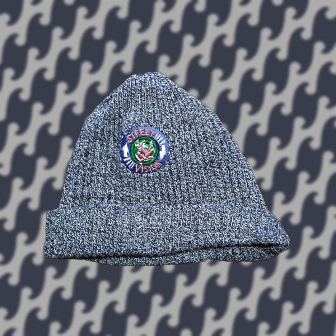 Vintage Vision Street Wear Beanie Hat One Size Relaxed Skateboard Cuffed Knit Unisex Adults Gray Knit Pattern Solid Fall Winter Size ONE SIZE - 1 Thumbnail