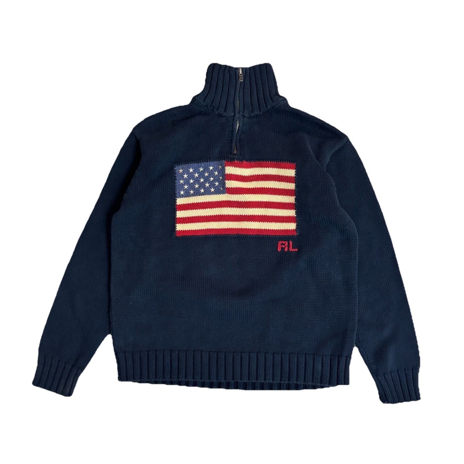 Ralph Lauren Vintage Polo Ralph Lauren Knit 1/4 Zip USA Flag Youth M Size M / US 6-8 / IT 42-44 - 1 Thumbnail