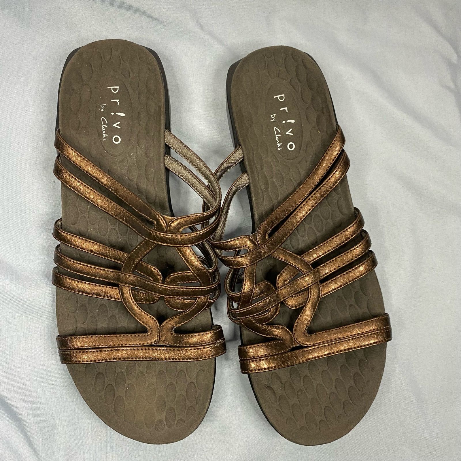 Other PRIVO CLARKS Womens Bronze Slide On Sandles Size 7 Size US 7 / IT 37 - 6 Thumbnail