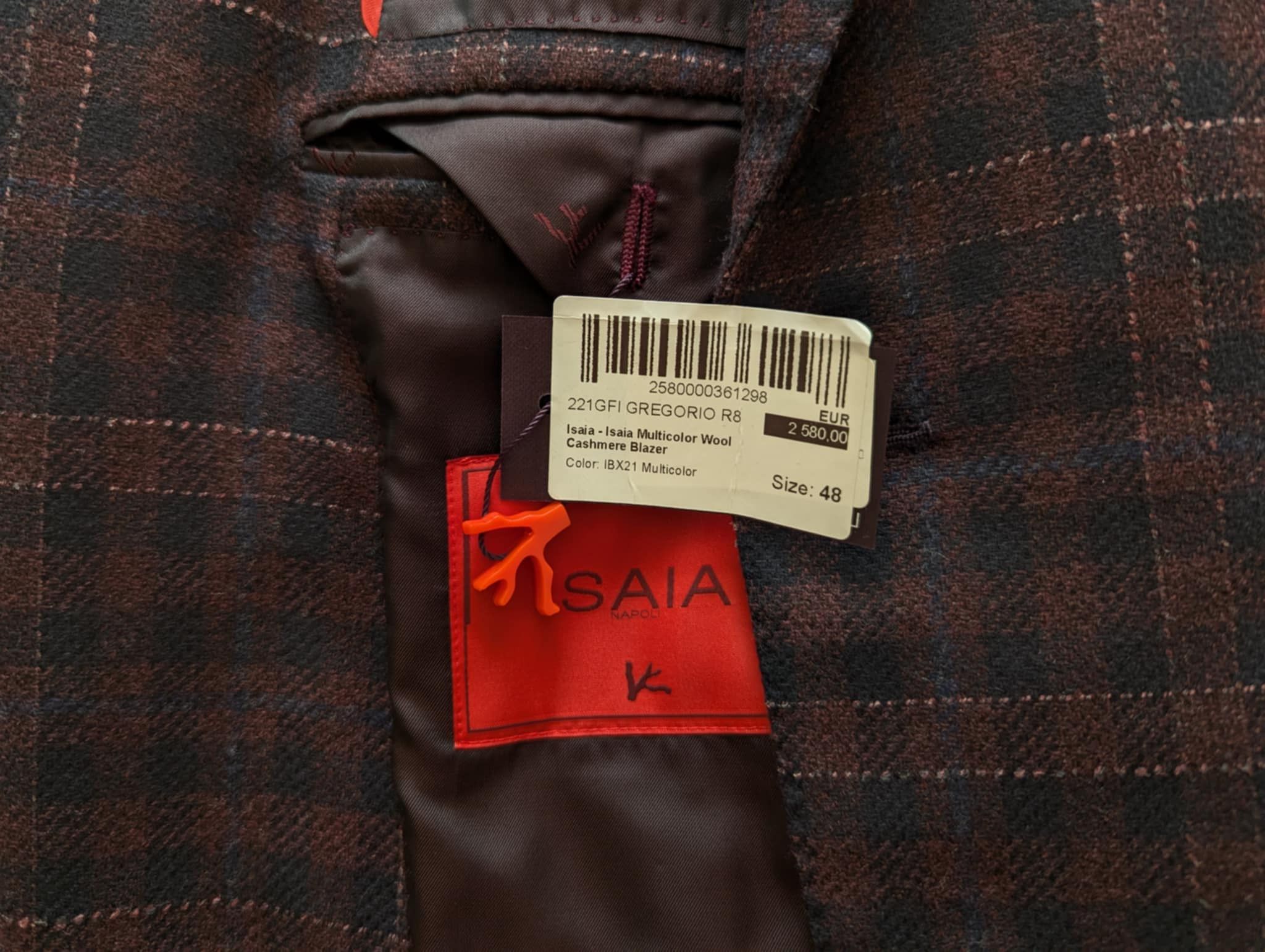 Isaia Isaia Napoli cashmere wool blazer burgundy 48 Size 48R - 11 Thumbnail