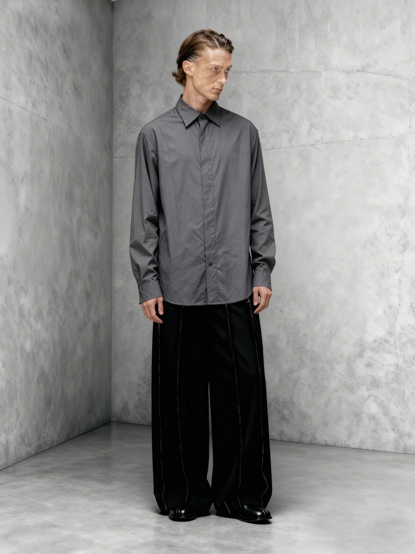 Maison Margiela Margiela 3M F/W11 Hidden Button Shirt Dusk Gray 50 Size US M / EU 48-50 / 2 - 8 Thumbnail
