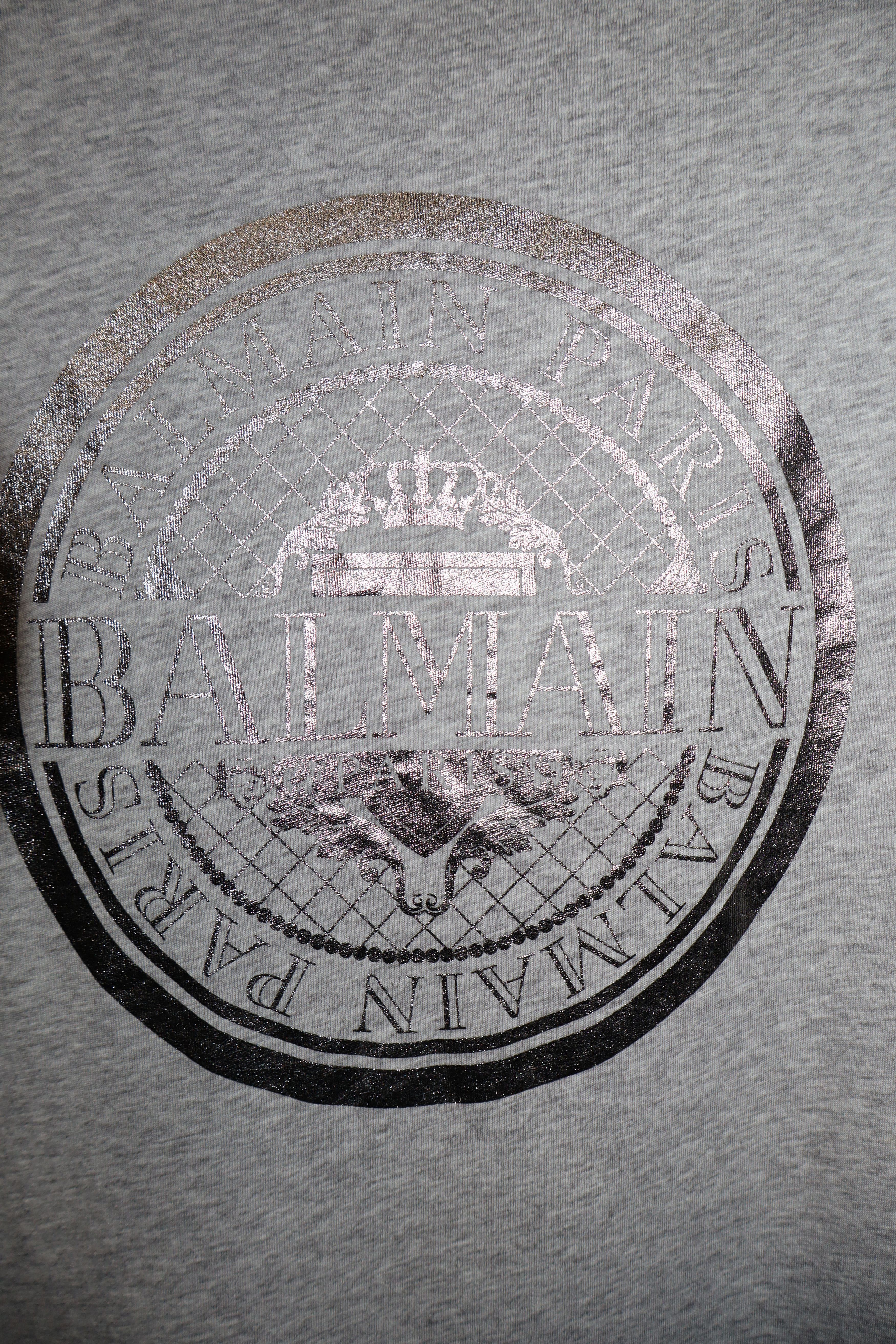 Balmain Silver logo print t-shirt Size US M / EU 48-50 / 2 - 5 Thumbnail
