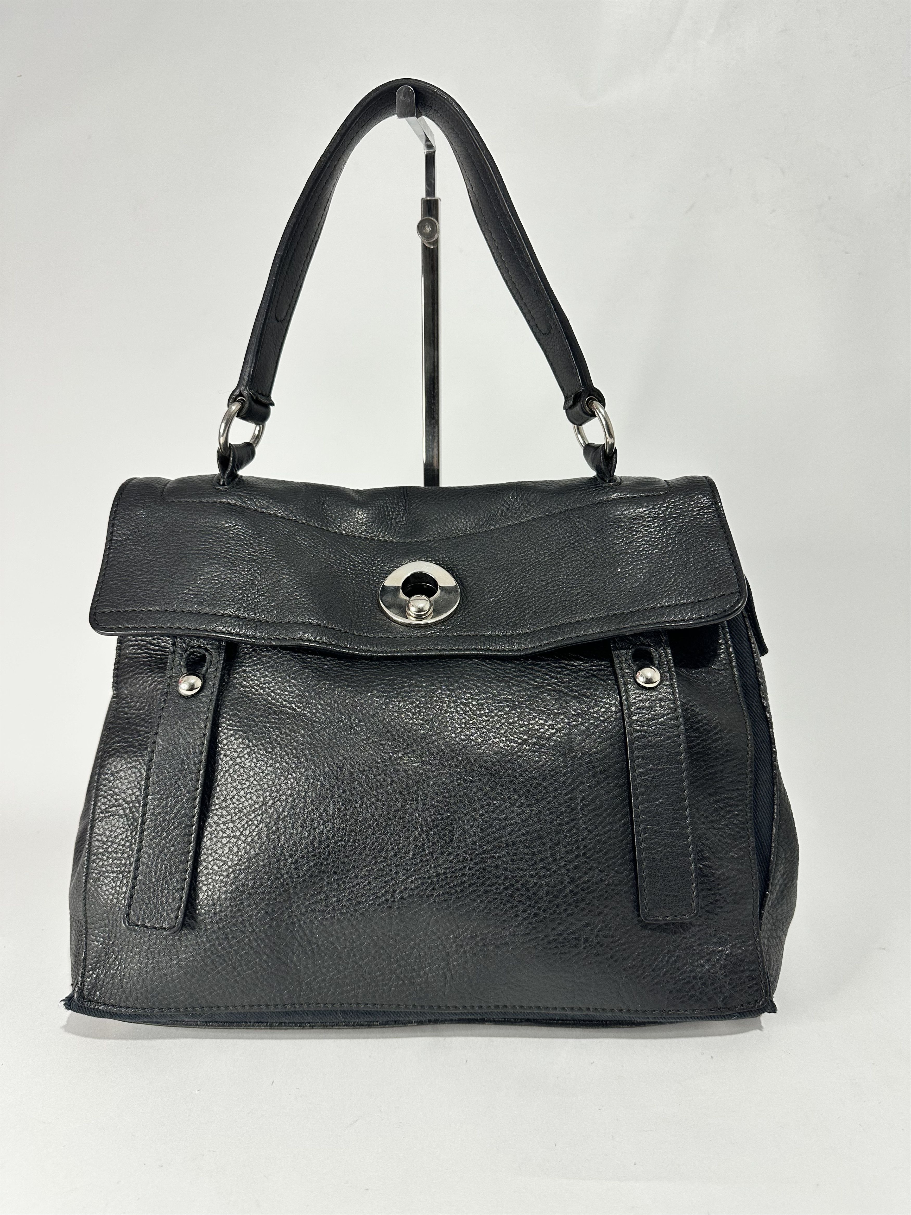 Yves Saint Laurent Black Leather Medium Muse Top Handle Bag
