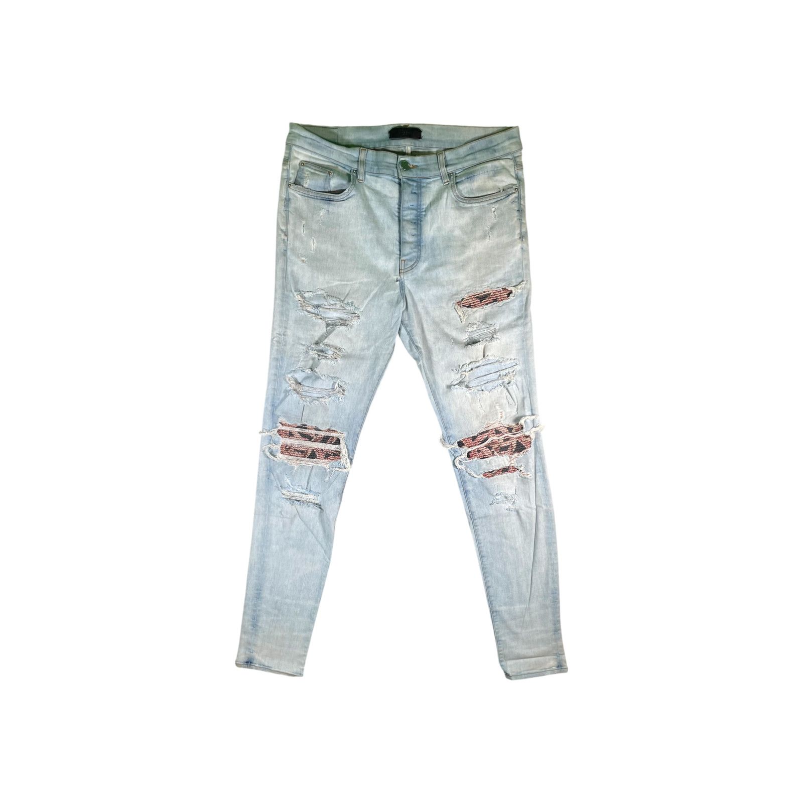 Amiri MX1 patch Light Wash & Redish Black Jeans