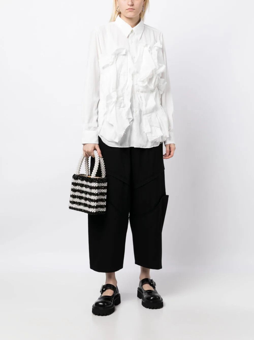 Comme des Garcons o1mle0824 Applique Detail Shirt in White Size L / US 10 / IT 46 - 2 Thumbnail