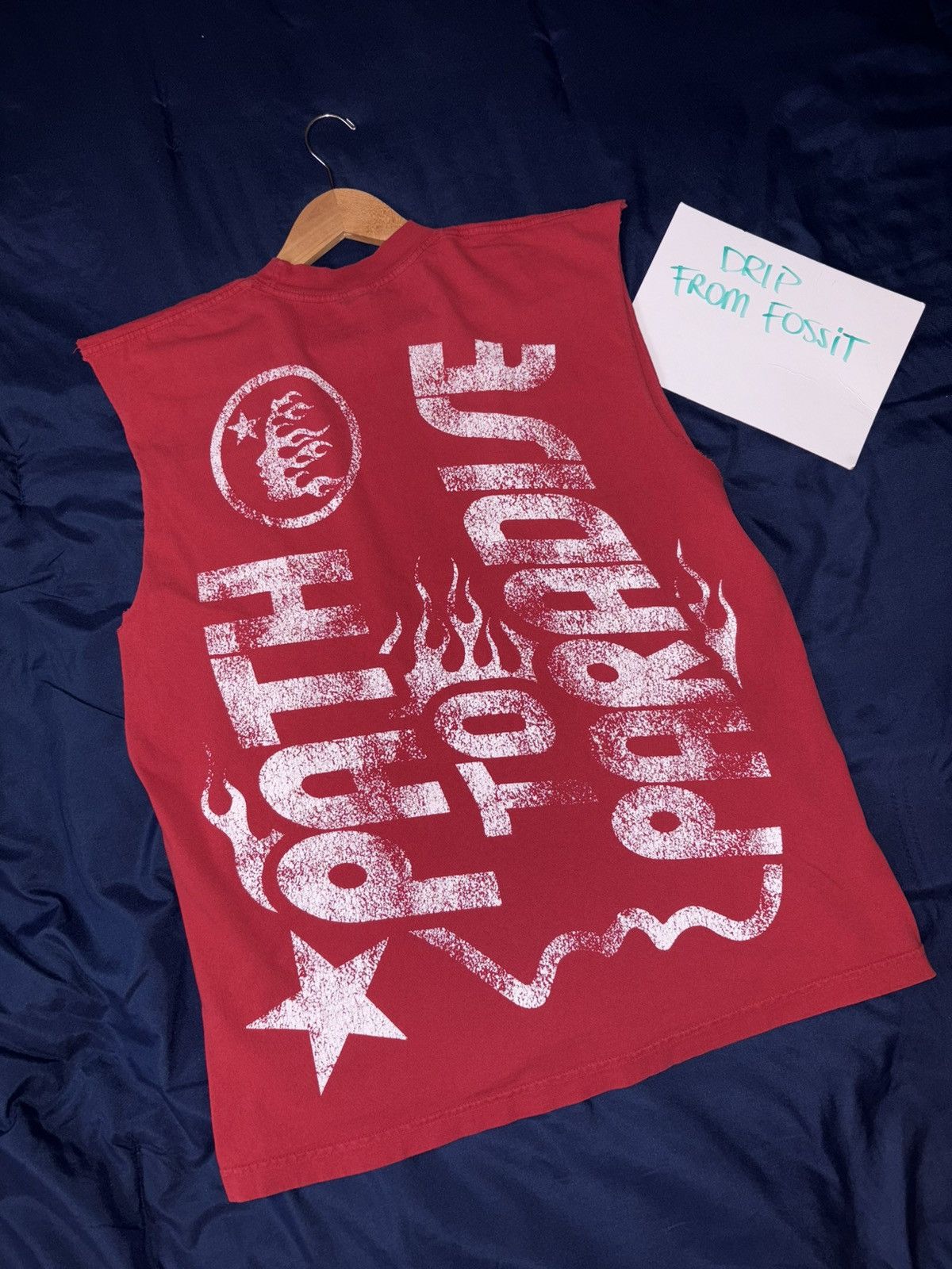 HELLSTAR Hellstar Jesus Emblem Cut Off Tee Shirt Red Size US L / EU 52-54 / 3 - 2 Thumbnail
