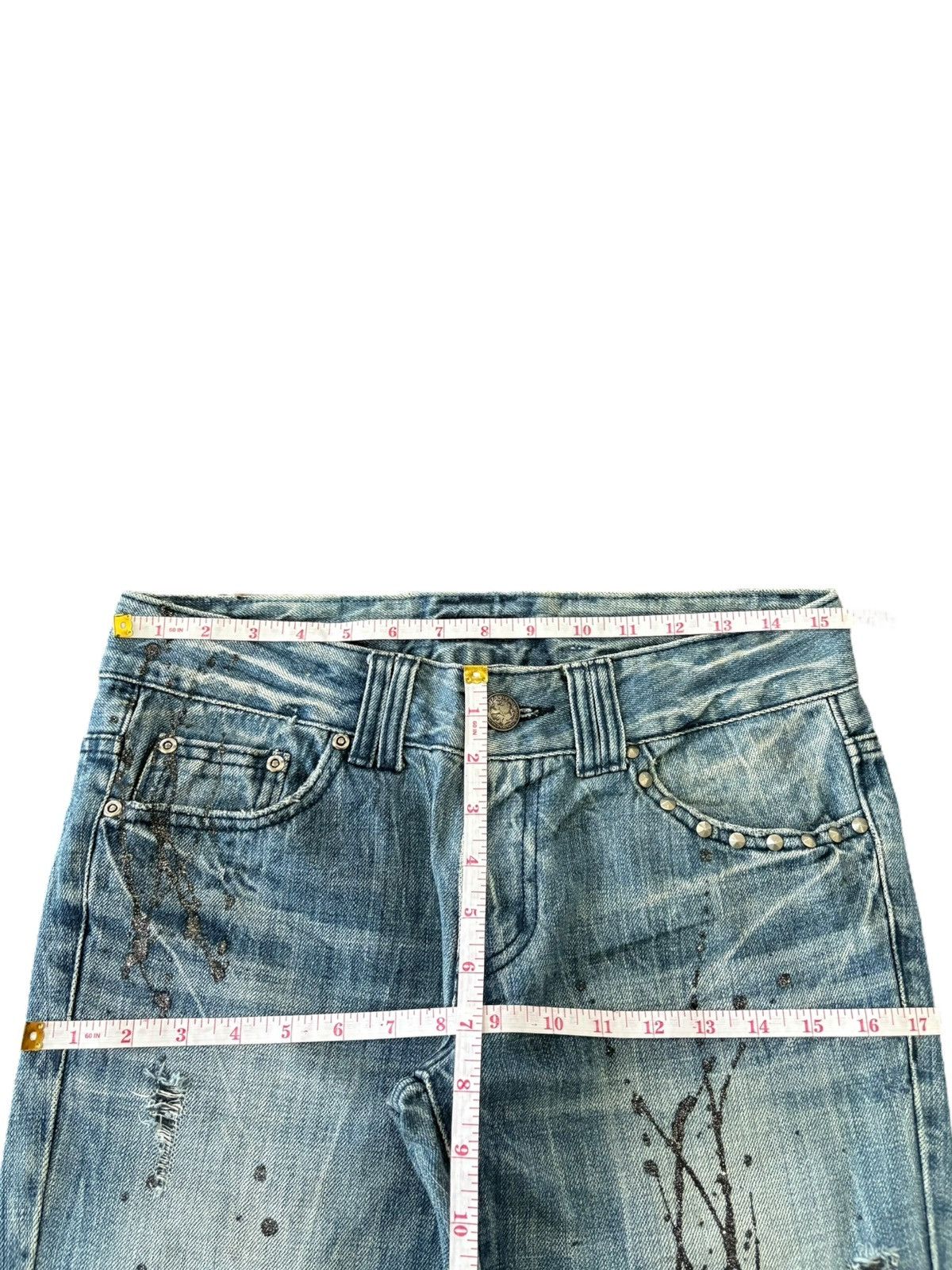 If Six Was Nine Vintage Japanese Brand Punk Splattered Distress Flare Jeans Size US 31 - 10 Thumbnail