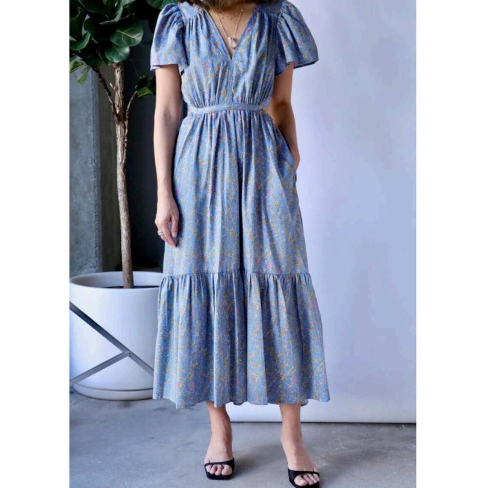 Xirena XíRENA Gabrielle Cutout Dress In Bleu Flora Size XS NWT Size XS / US 0-2 / IT 36-38 - 3 Thumbnail